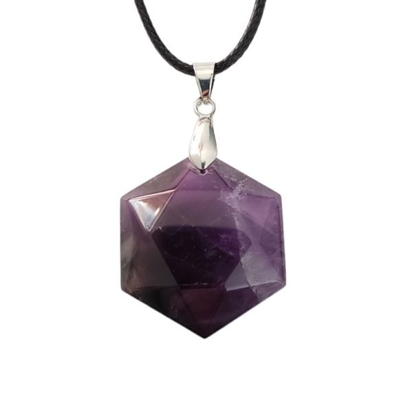 Jewelry - Natural amethyst faceted pendant necklace